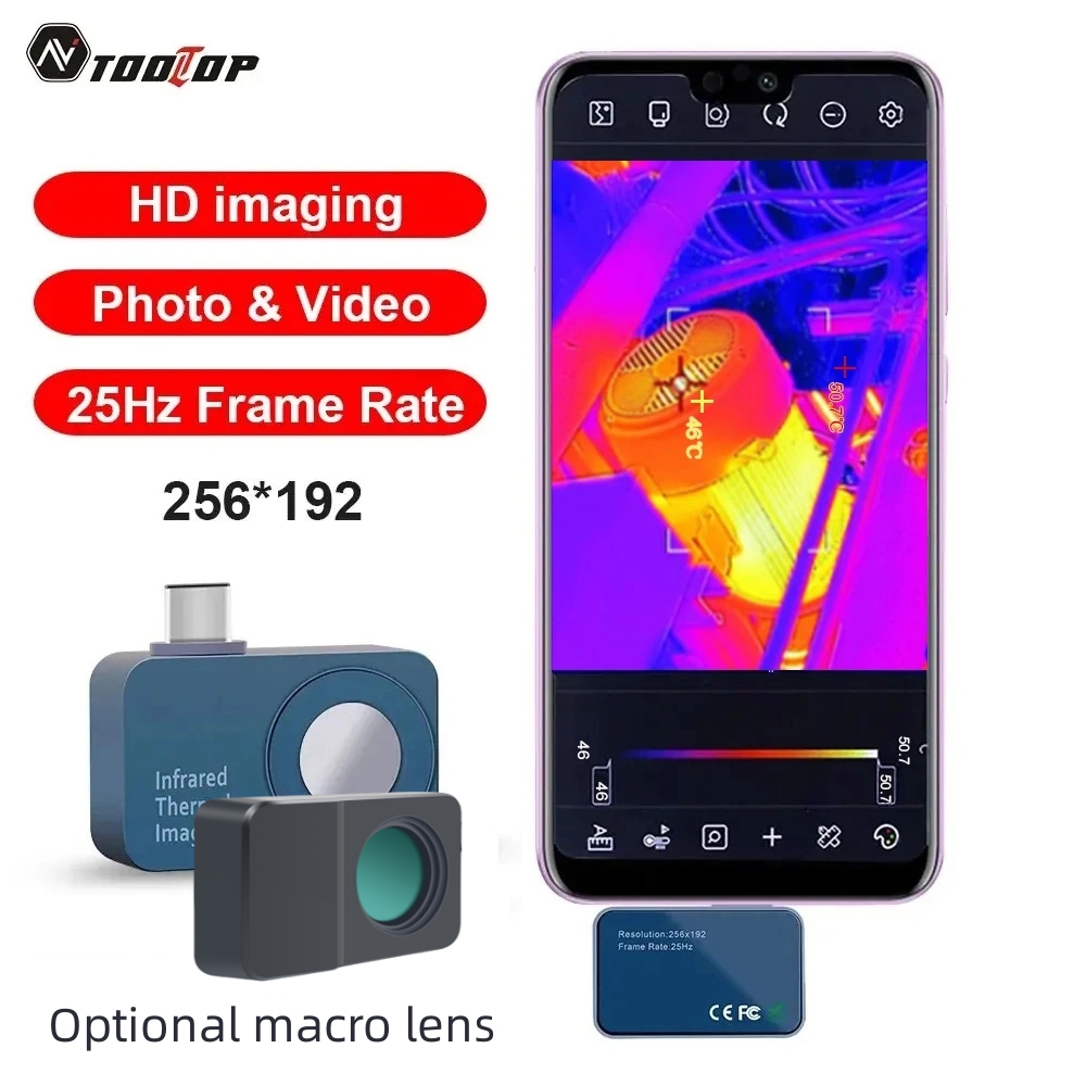 Infiray P2 Pro Macro Lens - TOOLTOP T7 256*192 Termocamera Android Type-C